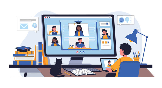 Engaging virtual classroom experience fostering remote learning and student collaboration online