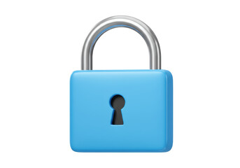 Isolated Blue Padlock with Keyhole for Security