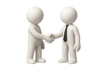 the image shows two figures shaking hands on a white background. both figures are a creamy, light shade, and one of them is wearing a dark necktie