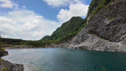 Blue water in an old dolomite mine