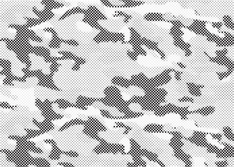 Abstract halftone seamless camouflage pattern. Repeating digital dotted hexagonal camo military texture background. Abstract modern fabric textile ornament. Vector illustration.