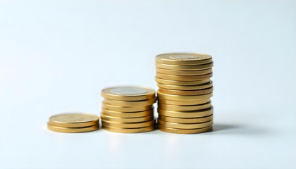 stack of coins isolated on white background