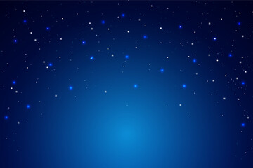 Beautiful night sky with scattered glowing stars in blue and white tones on a deep gradient background, Perfect for dreamy or celestial themed designs