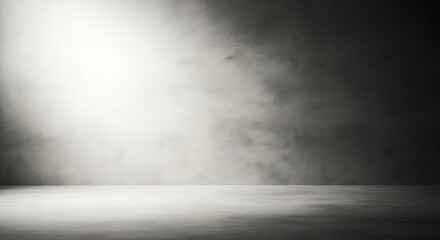 Empty concrete room with dramatic lighting and smoke