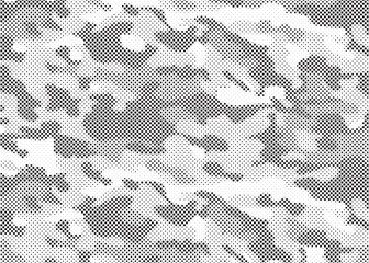 Abstract halftone seamless camouflage pattern. Repeating digital dotted hexagonal camo military texture background. Abstract modern fabric textile ornament. Vector illustration.