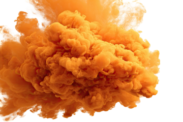 Orange ink explosion, swirling clouds