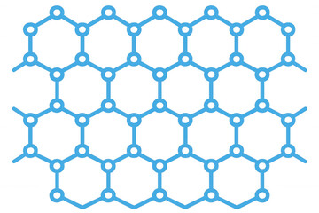 Naklejka premium Scientific illustration representing graphene molecular structure forming hexagonal lattice, with transparent background