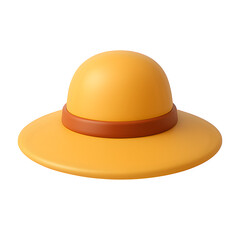 Fototapeta premium 3D Yellow Summer Hat with Red Band