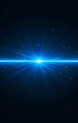 Fototapeta premium Soft glowing blue light streak ray dark background flare effect artwork