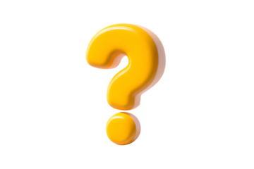 A Vibrant Yellow Question Mark in 3D Design isolated on transparent background	