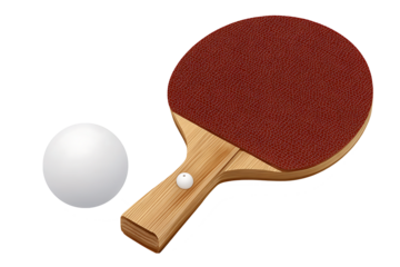ping pong racket and ball on transparent background
