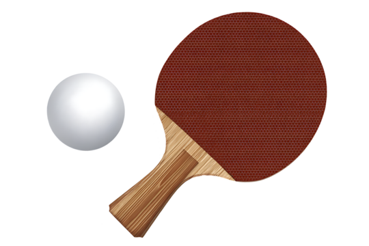 ping pong racket and ball on transparent background

