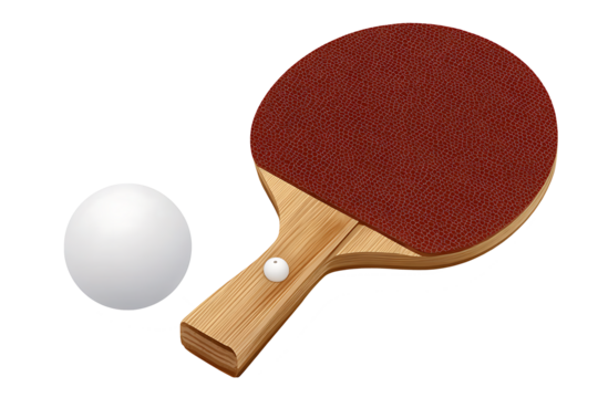 ping pong racket and ball on transparent background
