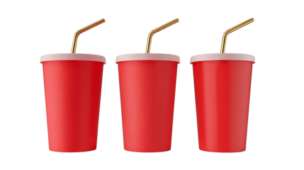 Red cups over white background
