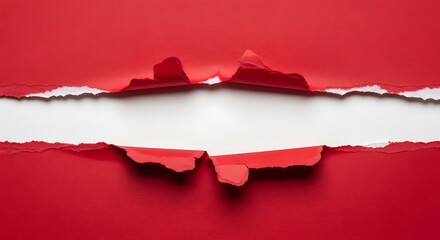 Red paper torn to reveal a white space with jagged edges