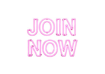 Isolated Neon Pink 'Join Now' Sign Inviting Immediate Participation