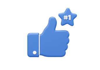 Isolated Thumbs Up with Star Icon for Top-Rated Approval