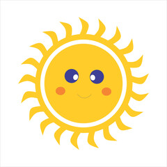 Cute Sun Vector Illustration, Smiling Cartoon Sun Clipart for Kids