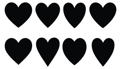 set of heart icons silhouettes