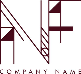 Minimalist NF Circular Monogram Logo Design with Bold Lines and Elegant Style