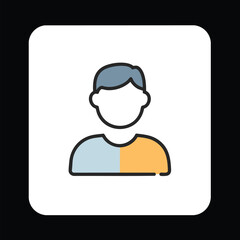 User profile icon with a male character. Thin line user interface symbol for a personal account, contact, or member avatar.