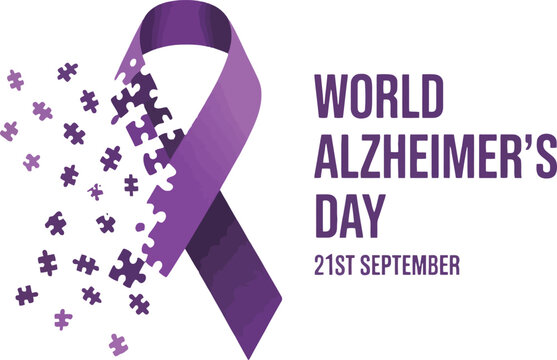 Purple Ribbon Puzzle Pieces World Alzheimers Day 21st September dementia memory loss