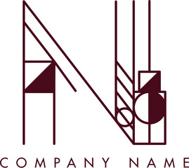 Minimalist NI Circular Monogram Logo Design with Bold Lines and Elegant Style