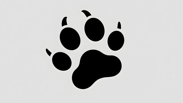 Black silhouette of a wolf paw print with visible claws on a light gray background