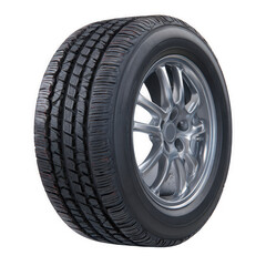 Fototapeta premium Shiny chrome wheel and tire isolated on transparent background