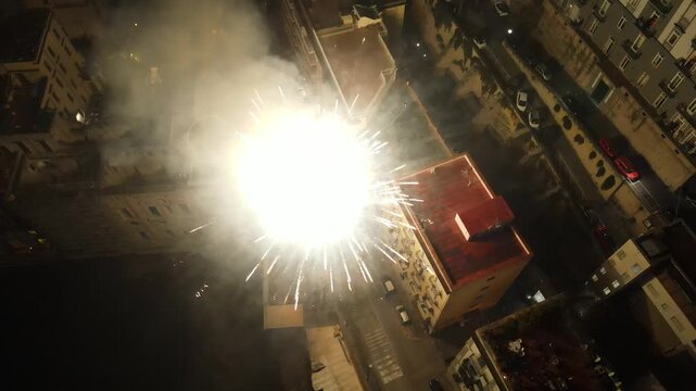 Drone footage of Naples New Year's Eve fireworks &ndash; Capodanno Napoli
