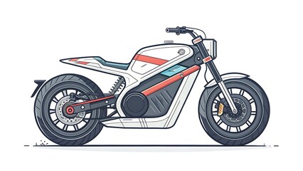Fototapeta premium Modern Electric Motorcycle Illustration on White Background - Sleek Urban Commuter Vehicle Design