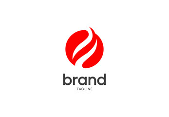 Red flame icon with brand name for business logo