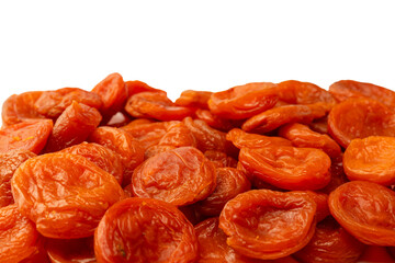 Dried apricots isolated on white background.