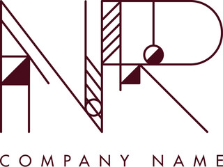 Minimalist NR Circular Monogram Logo Design with Bold Lines and Elegant Style