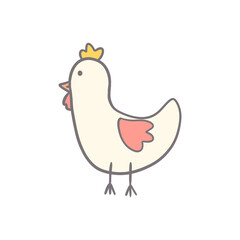 cute hand drawn hen doodle. perfect for children flash card, birthday invitation decoration, education, stickers for journaling or wall art