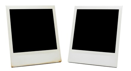 Two blank instant photo frames on a white background