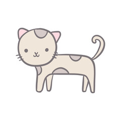 cute hand drawn pet cat doodle. perfect for children flash card, birthday invitation decoration, education, stickers for journaling or wall art