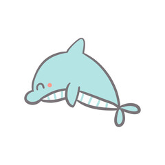 cute hand drawn dolphin doodle. perfect for children flash card, birthday invitation decoration, education, stickers for journaling or wall art