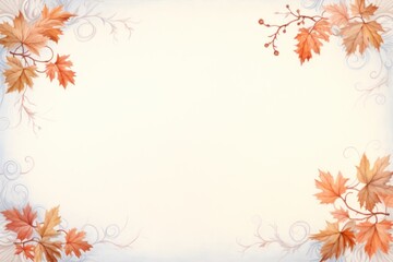 Obraz premium Painting of vintage maple leaves border backgrounds pattern plant.