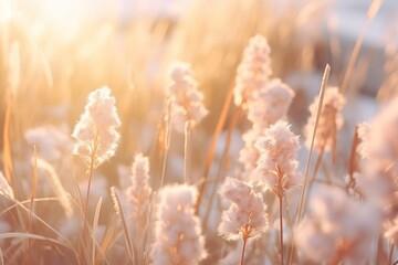 Beauty of wildflowers blooming a top snow vegetation outdoors scenery.