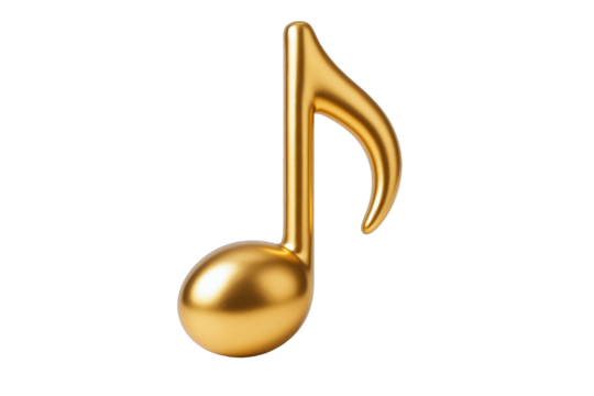 Elegant Golden Eighth Note Symbol Representing Music, Melody, and Auditory Artistry in a Luxurious Aesthetic