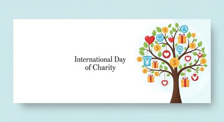 Obraz premium Soft digital illustration of tree with hearts, coins, gifts on branches right side, 
