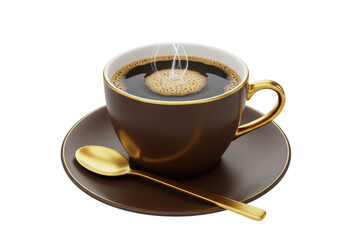 Isolated Elegant Cup of Coffee with Gold Spoon