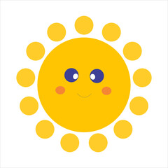 Fototapeta premium Cute Sun Vector Illustration, Smiling Cartoon Sun Clipart for Kids