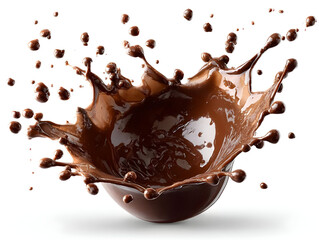 A dynamic splash of rich chocolate, capturing the essence of indulgence and culinary creativity, perfect for desserts and treats.