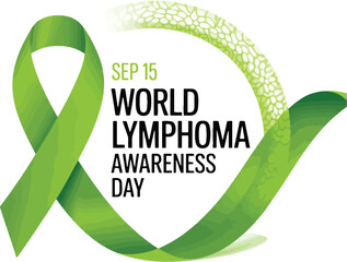 World Lymphoma Awareness Day green ribbon with textured pattern and date september