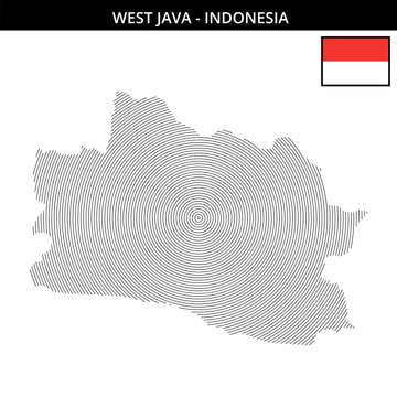 Geographical map of West Java Indonesia featuring flag design
