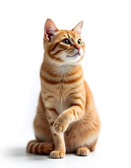 Ginger cat sitting and looking upwards