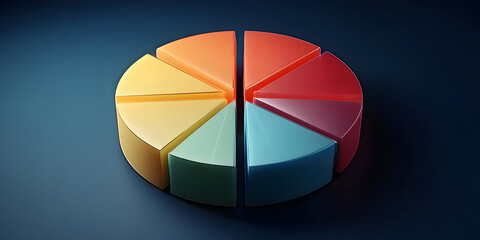 Fototapeta premium Colorful pie chart representing data distribution and analysis, perfect for presentations and marketing materials.