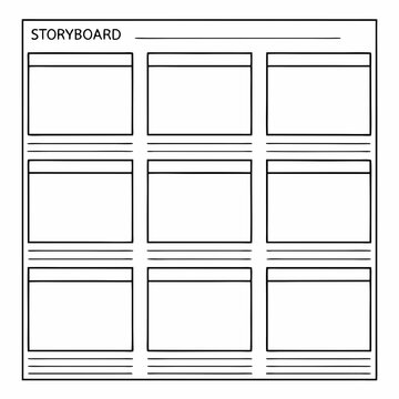 Blank Storyboard Template with Nine Panels